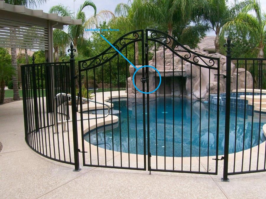 Lockable swimming pool fence