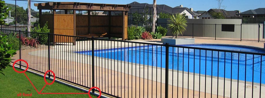 permanently fixed swimming pool fence