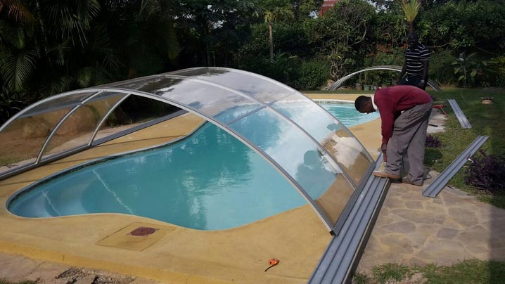 Installing swimming pool enclosure
