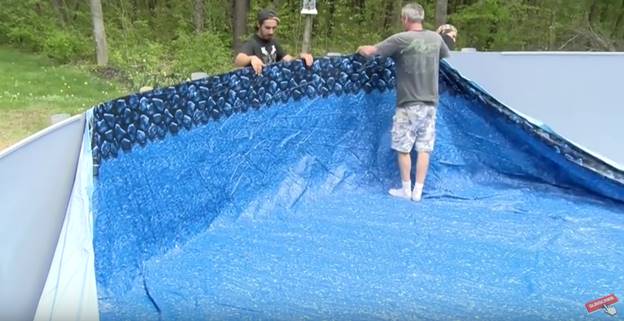 Install the pool liner material
