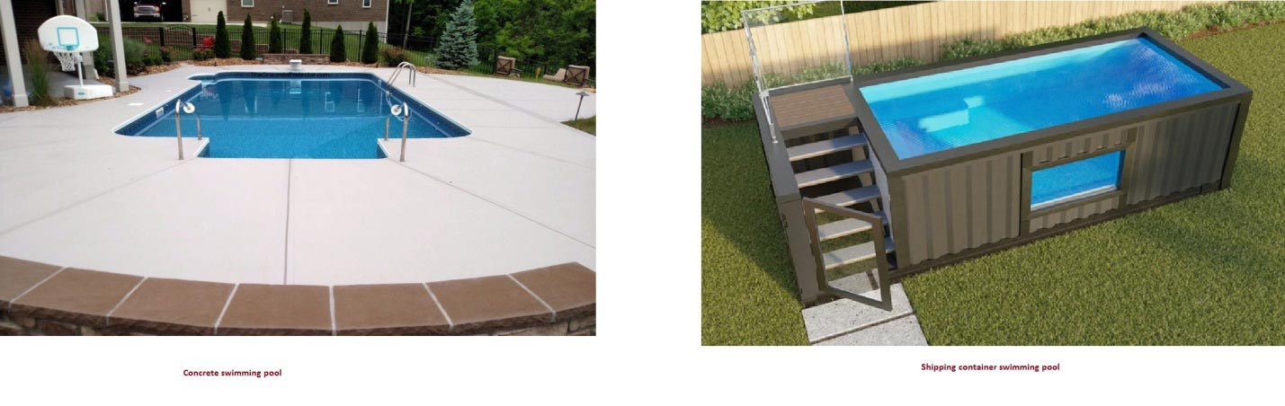 Concrete swimming pool vs. shipping container swimming pool