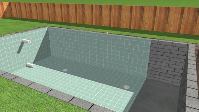 Doing finishing on the swimming pool floor and walls