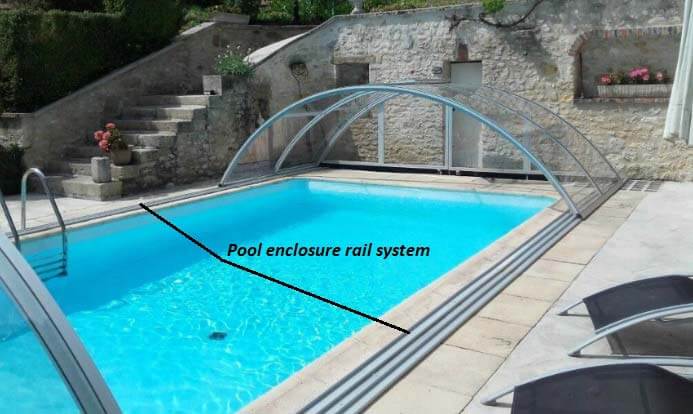 Pool enclosure rail system