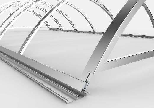 Section of pool enclosure made from extruded aluminum