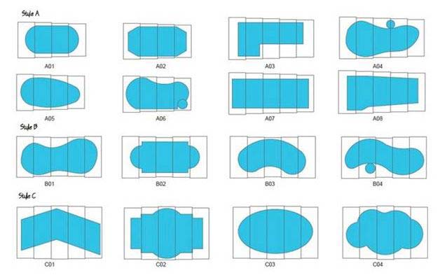 Shapes of different swimming pools