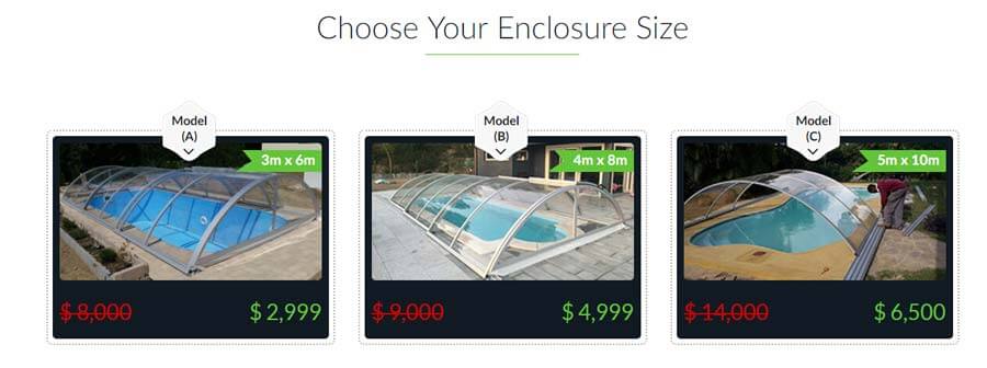Cost of Excelite swimming pool enclosure