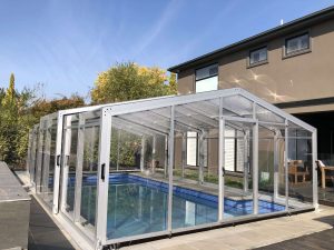 High Profile Pool Enclosure with triangle roof