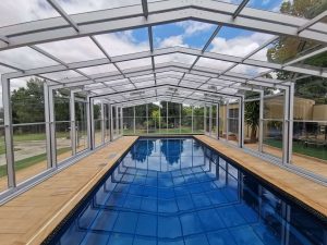 Inside of a pool enclosure type G high profile